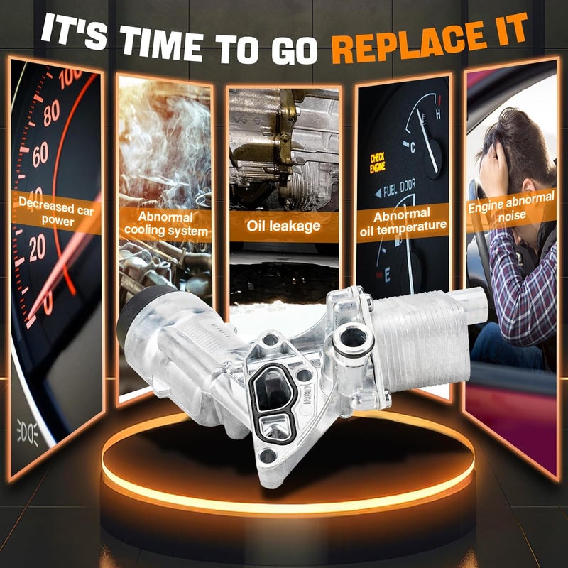 WEILEITE 1.4 Aluminum Engine Oil Cooler Filter Housing Fit For Chevy Cruze 2011-2016 Sonic 2012-2020 Trax 2015-2021 Buick Encore 2013-2021 Replaces 55566784 55594651 55593189 55565385 - Image 2